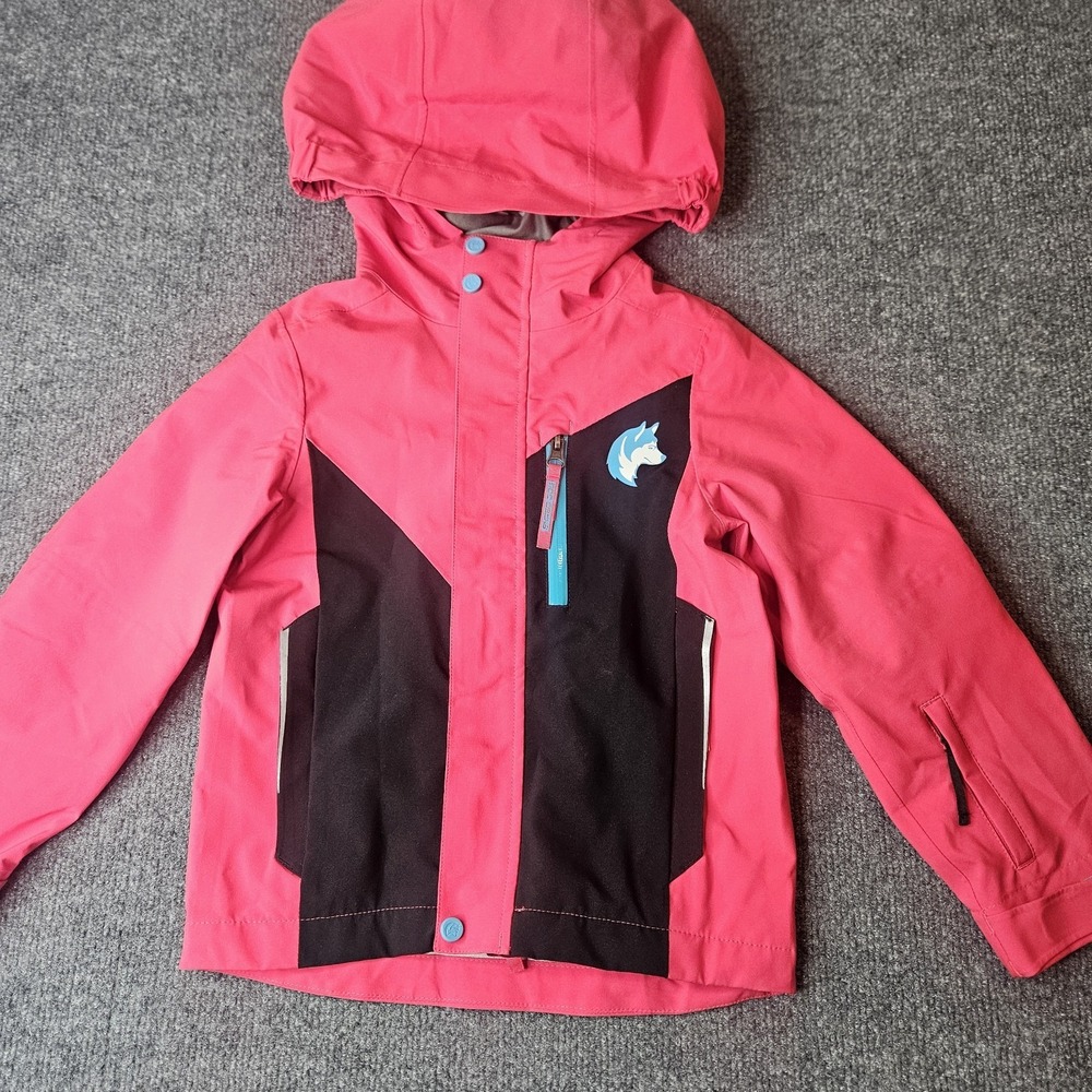 Shred Dog Kids Hard Shell Ski Jacket Size 4 Pink Waterproof‎ Adjustable